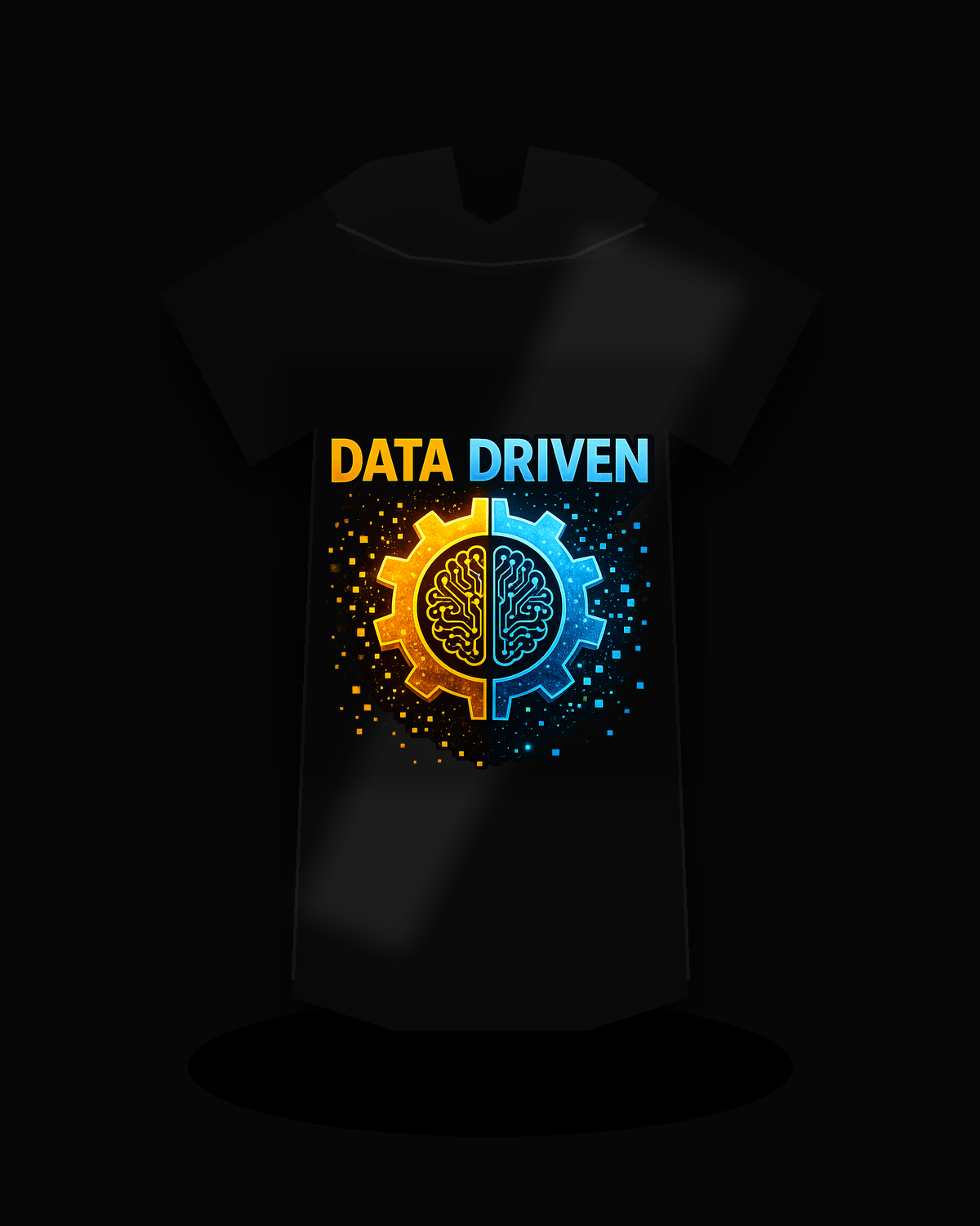 Data Driven premium black T-shirt product mockup