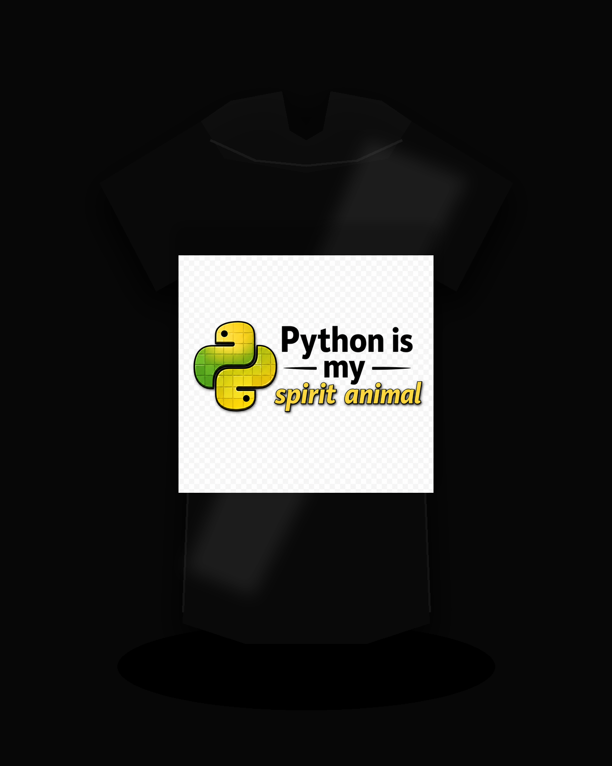 Python Is My Spirit Animal premium black T-shirt product mockup