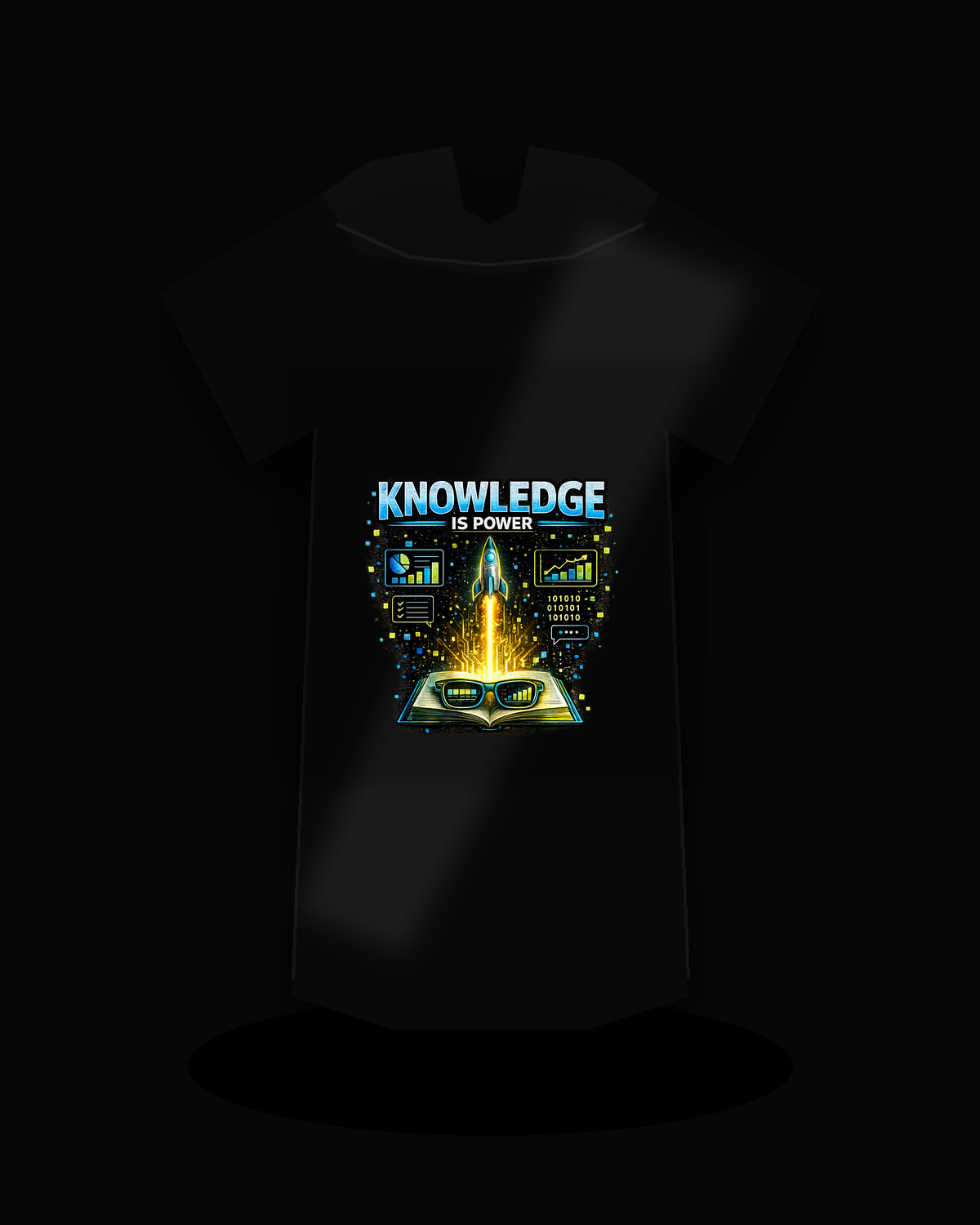 Knowledge Is Power premium black T-shirt product mockup