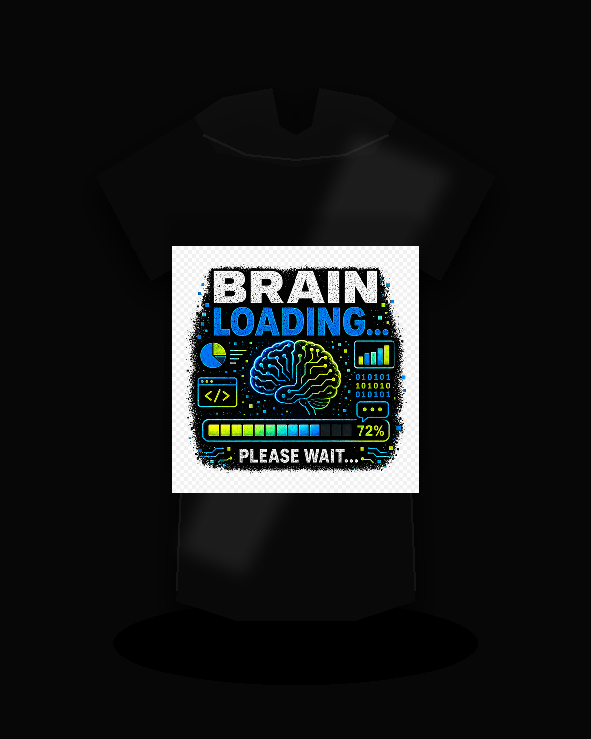 Brain Loading premium black T-shirt product mockup