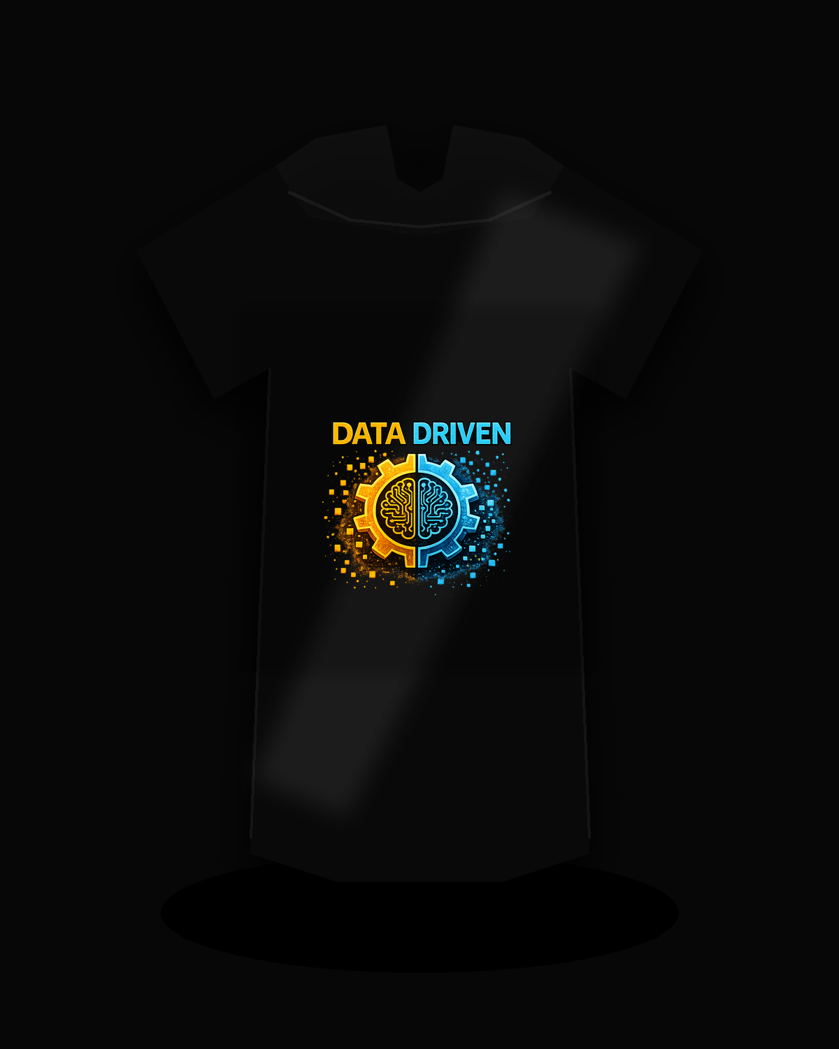 Data Driven premium black T-shirt product mockup