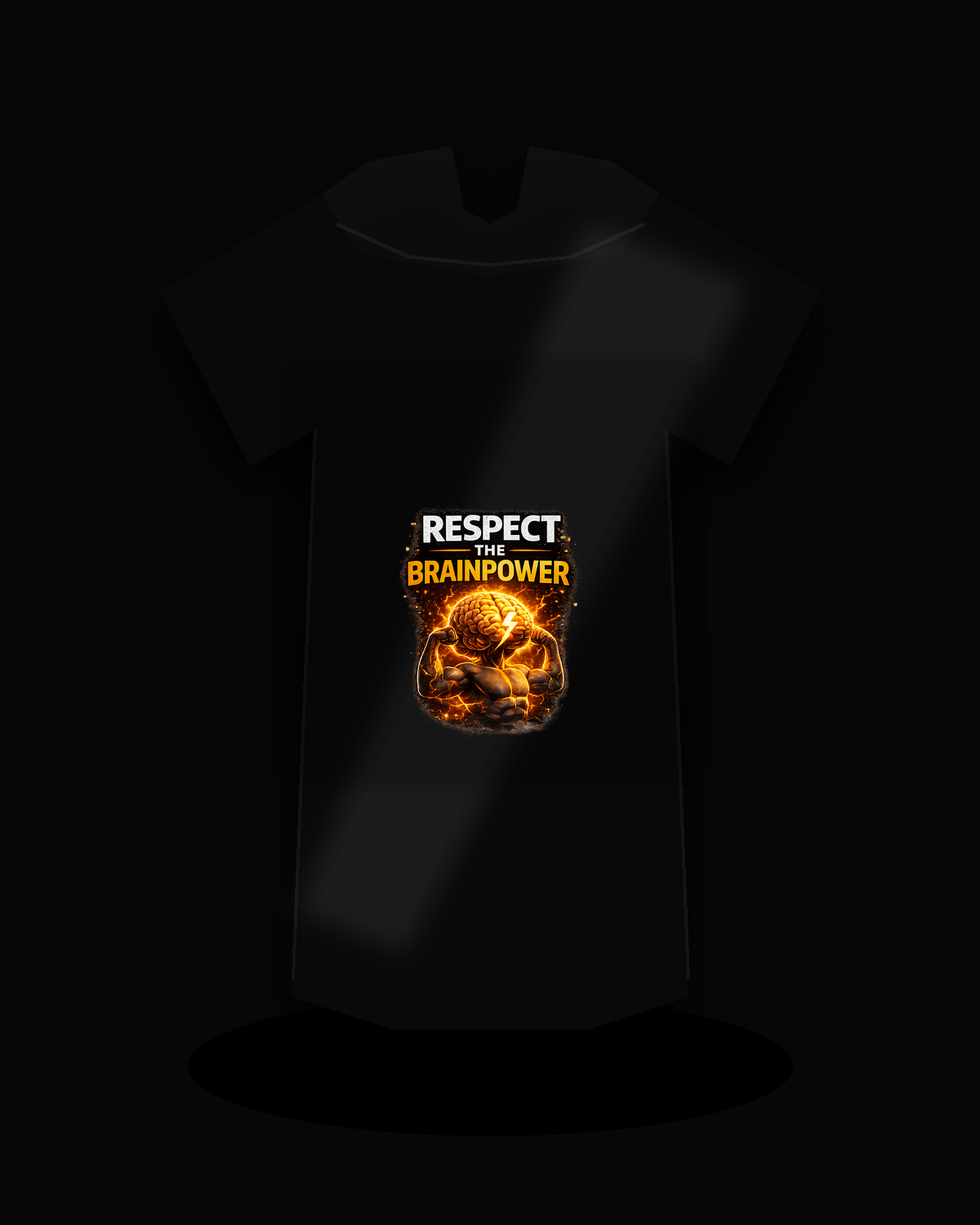 Respect The Brainpower premium black T-shirt product mockup
