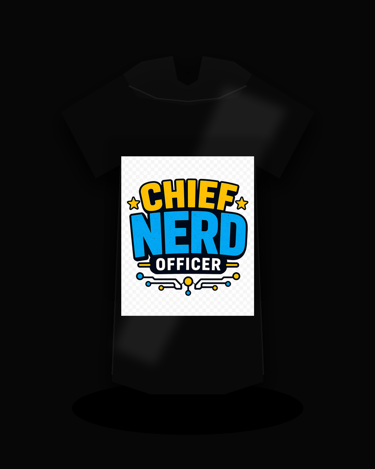 Chief Nerd Officer premium black T-shirt product mockup