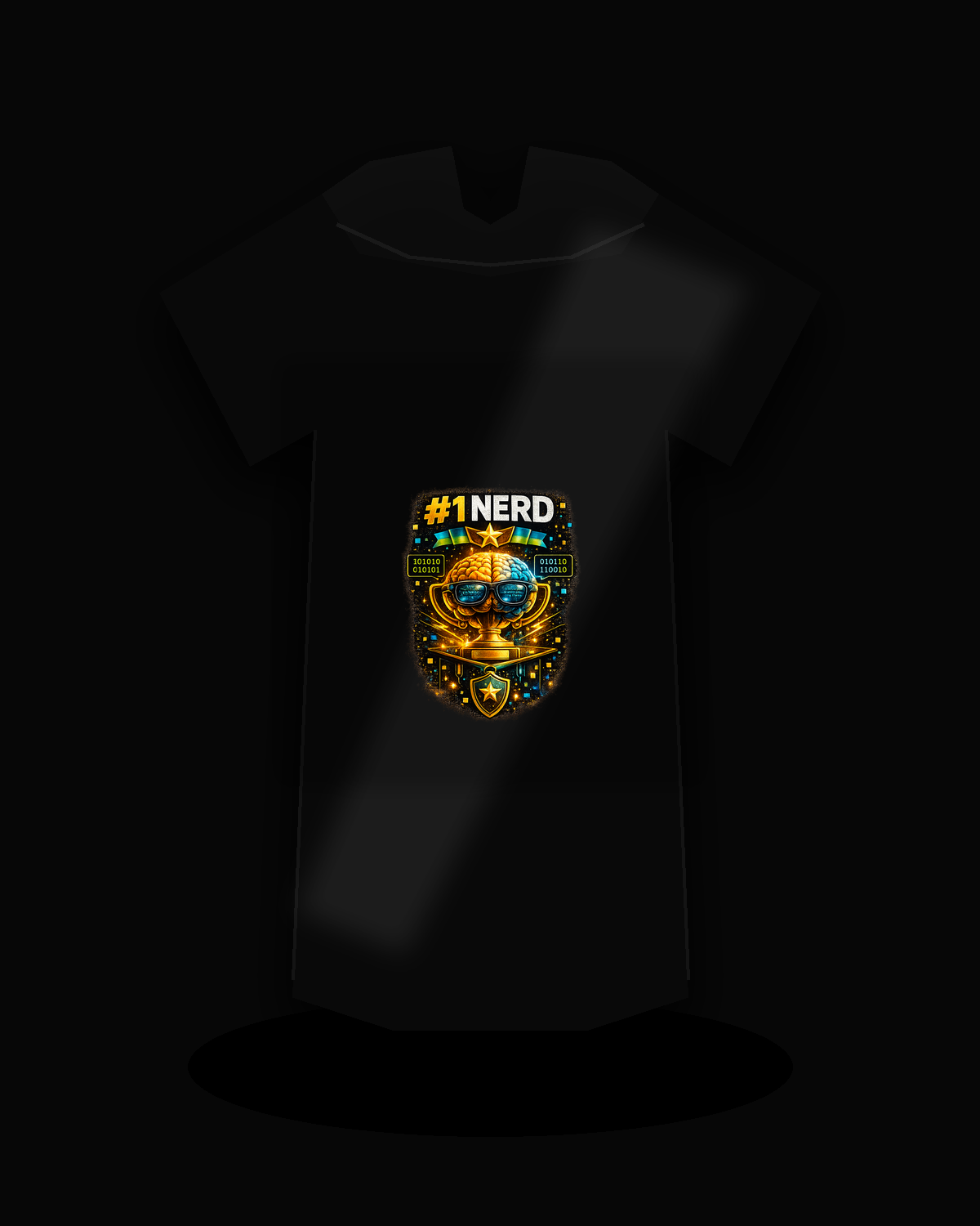 Number One Nerd premium black T-shirt product mockup