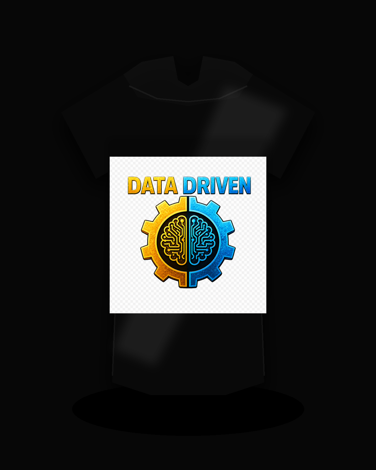 Data Driven premium black T-shirt product mockup