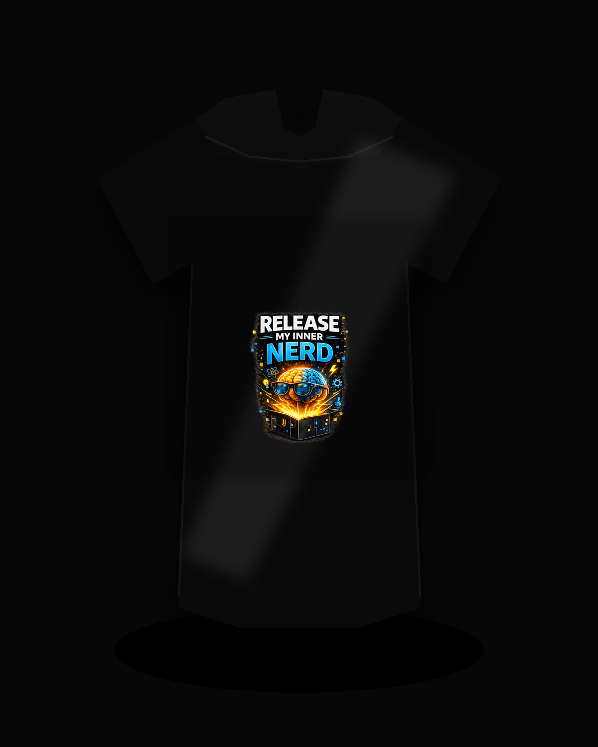 Release My Inner Nerd premium black T-shirt product mockup