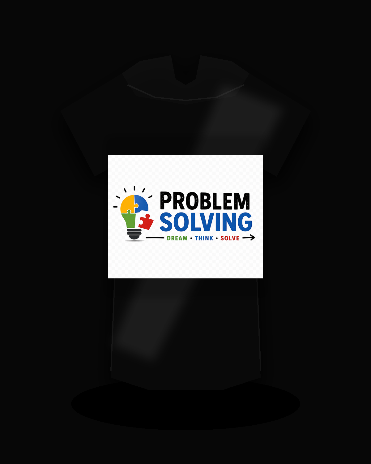 Problem Solving premium black T-shirt product mockup