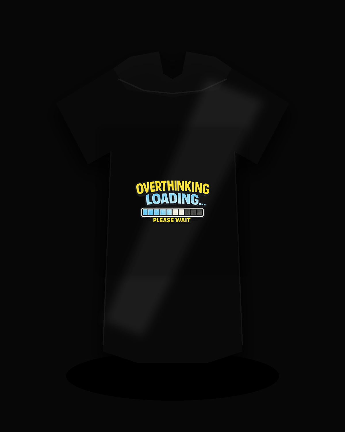 Overthinking Loading premium black T-shirt product mockup