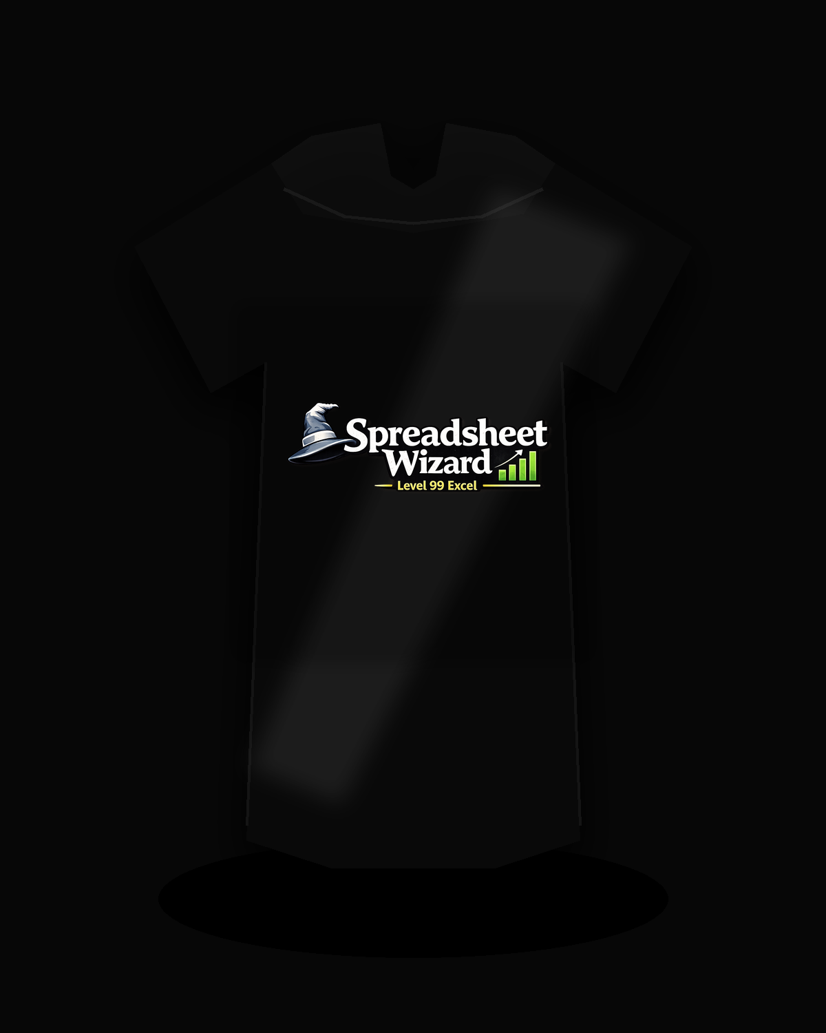 Spreadsheet Wizard premium black T-shirt product mockup