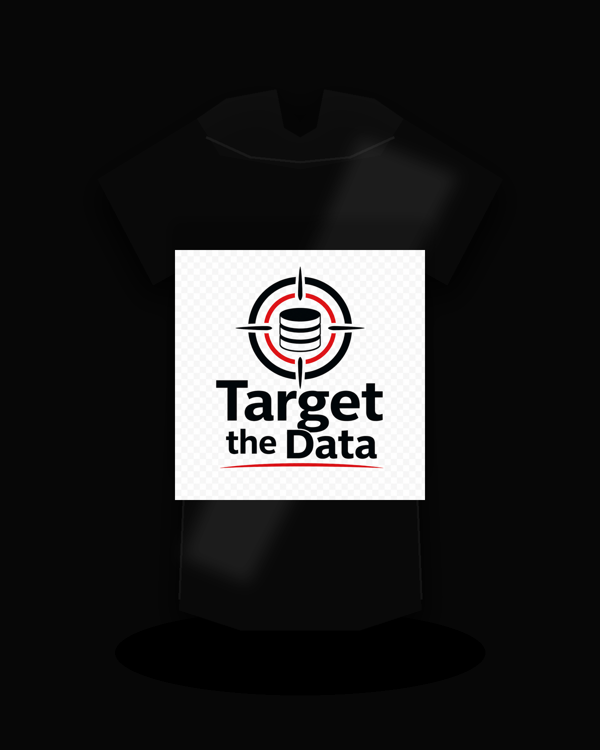 Target The Data premium black T-shirt product mockup