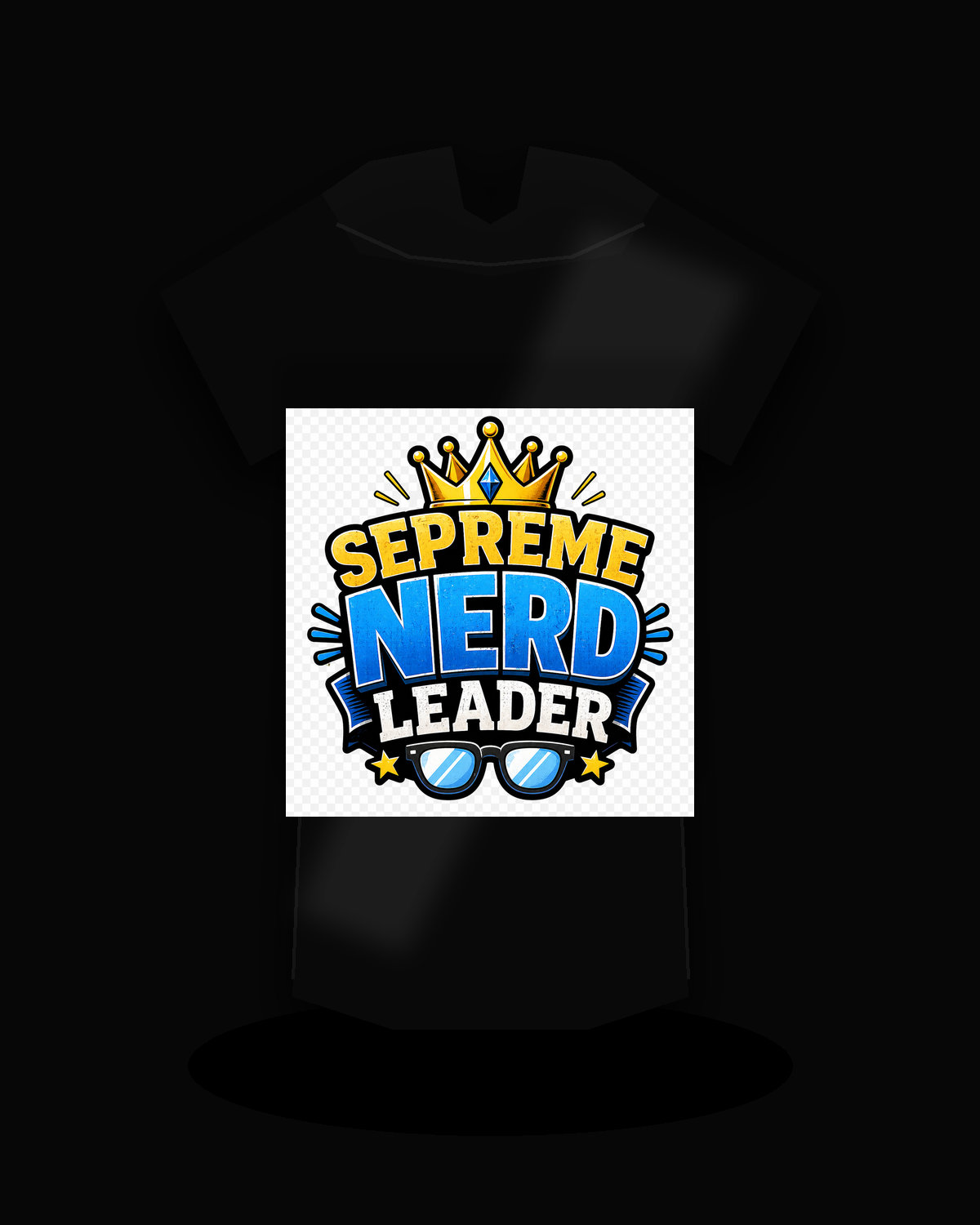 Supreme Nerd Leader premium black T-shirt product mockup