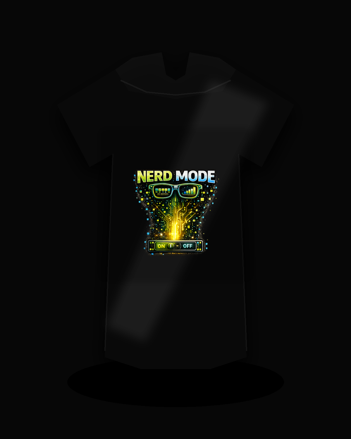 Nerd Mode premium black T-shirt product mockup