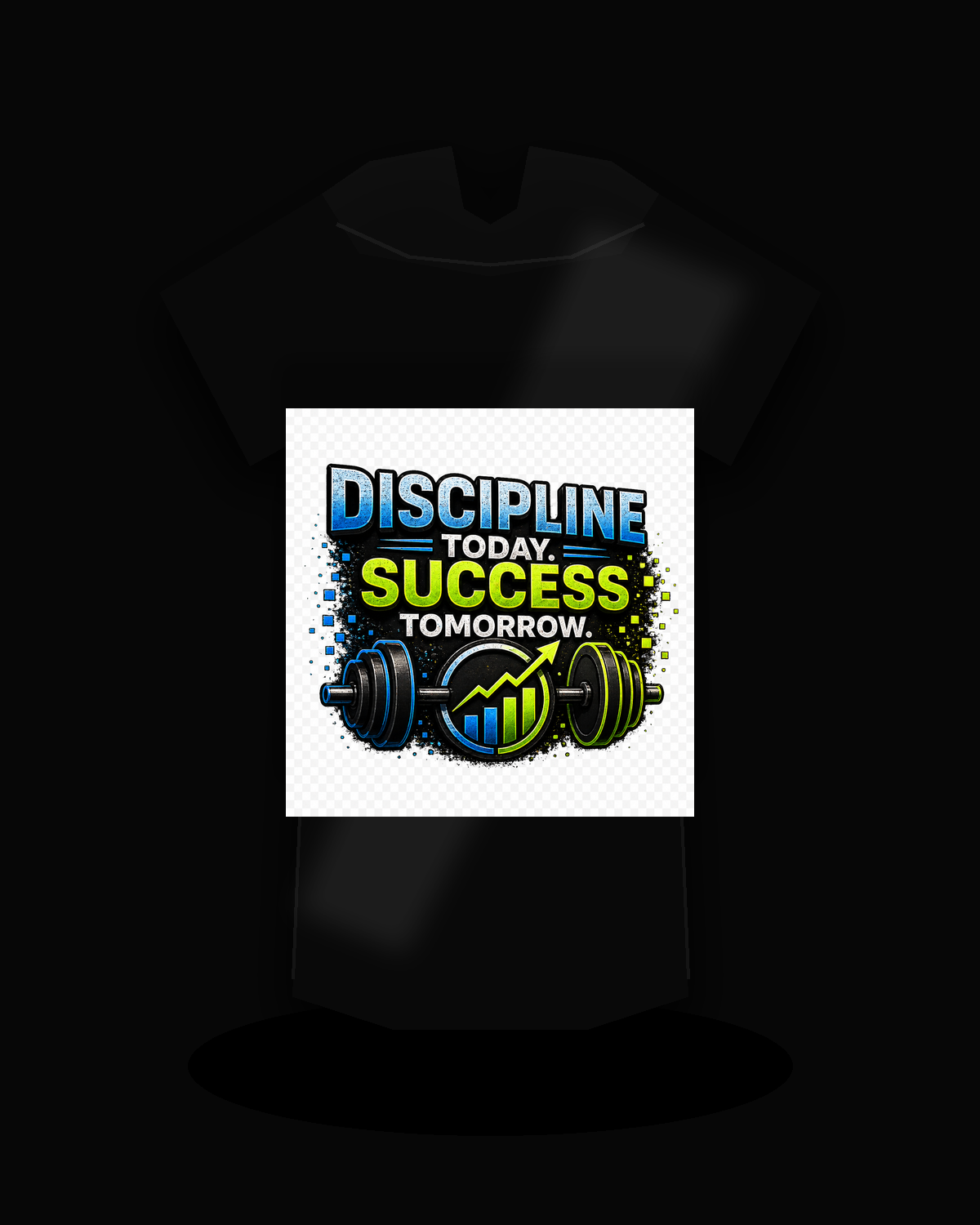 Discipline Today Success Tomorrow premium black T-shirt product mockup