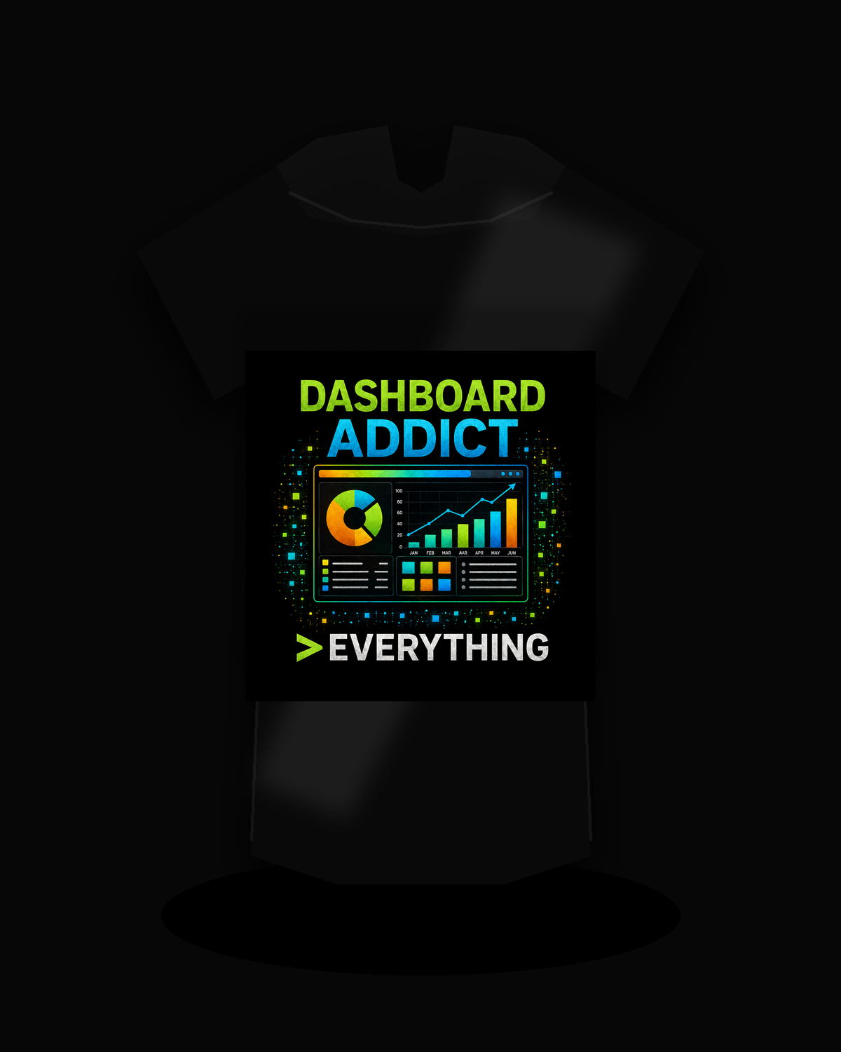 Dashboard Addict Greater Than Everything premium black T-shirt product mockup