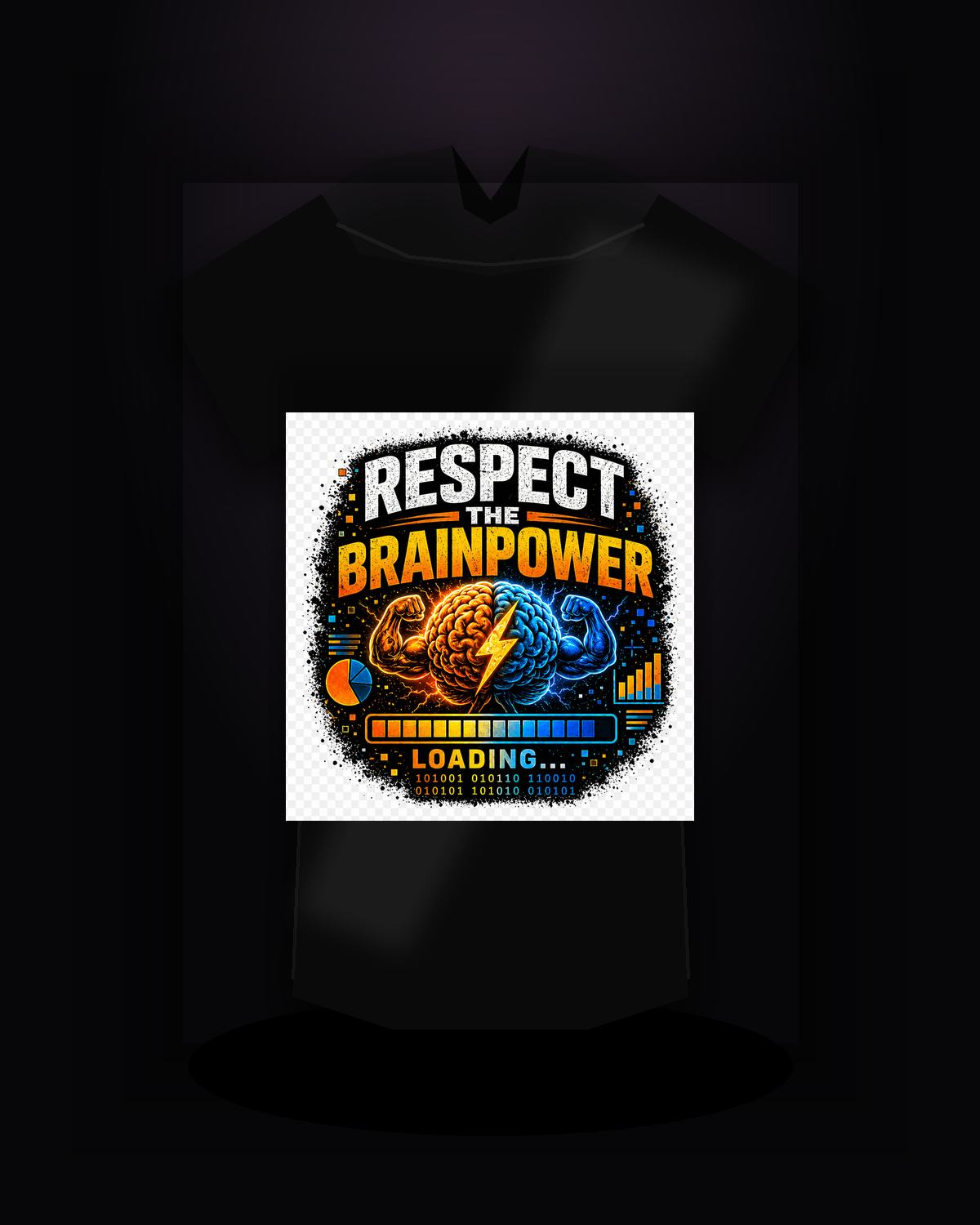 Respect The Brainpower premium black T-shirt product mockup