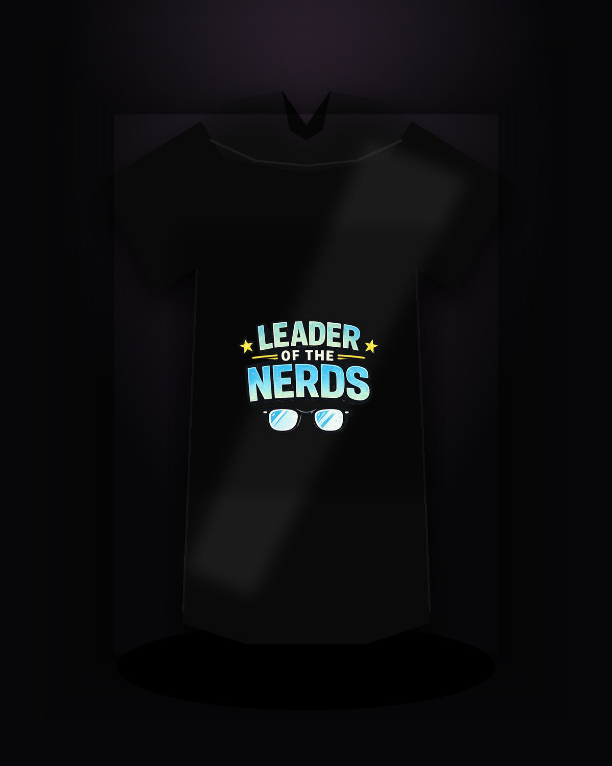 Leader Of The Nerds premium black T-shirt product mockup