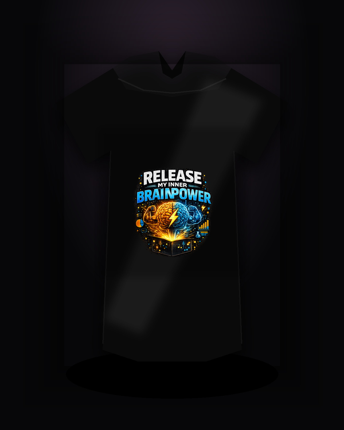 Release My Inner Brainpower premium black T-shirt product mockup