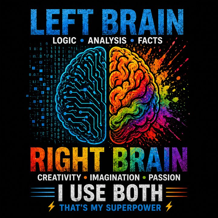 Left Brain Right Brain I Use Both original design artwork